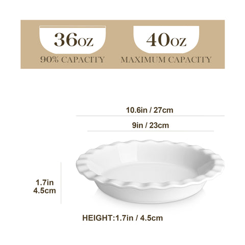 MALACASA deep-dish pie plate with fluted edge for secure grip during serving