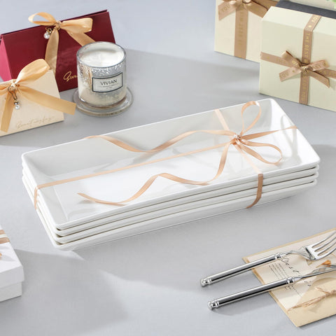 MALACASA dessert tray white rectangle displays desserts with clean lines.