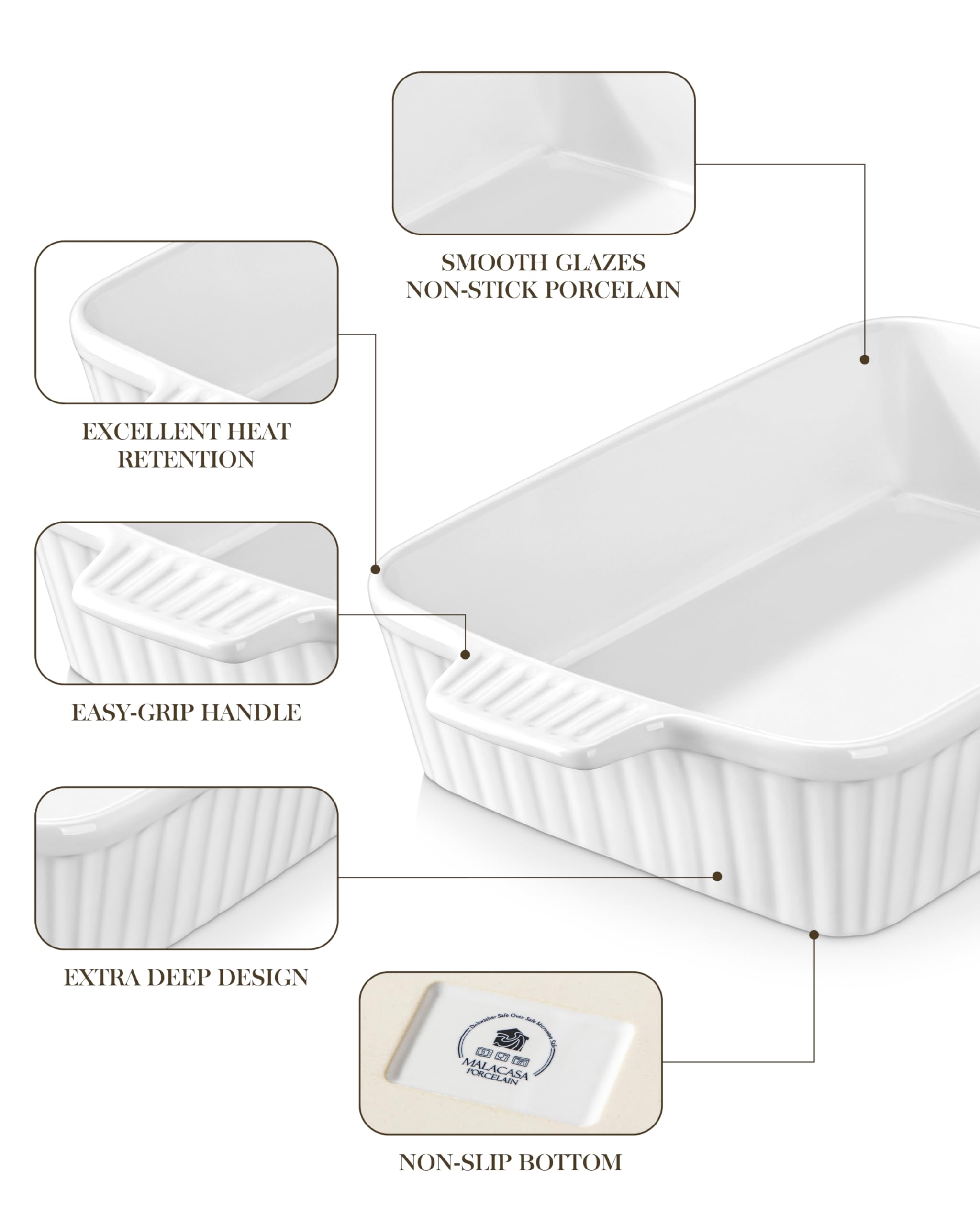 MALACASA dishwasher-safe bakeware simplifies cleanup after cooking.
