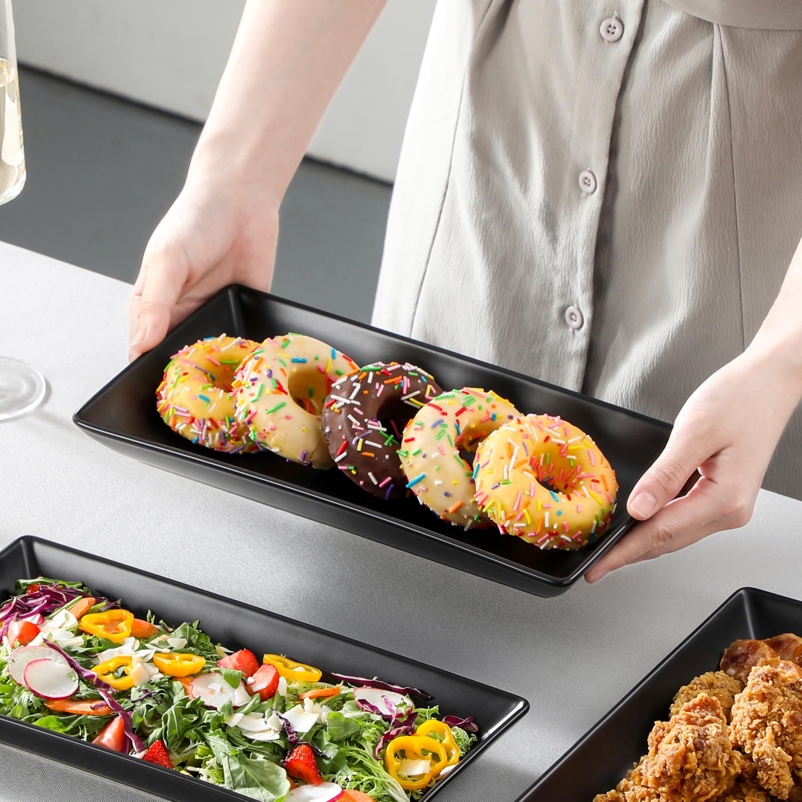 MALACASA dishwasher-safe trays simplify cleanup after gatherings.