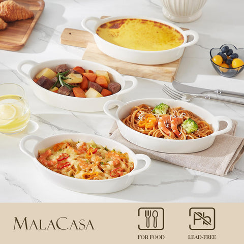 MALACASA double-handle oval casserole for easy transport from oven to table
