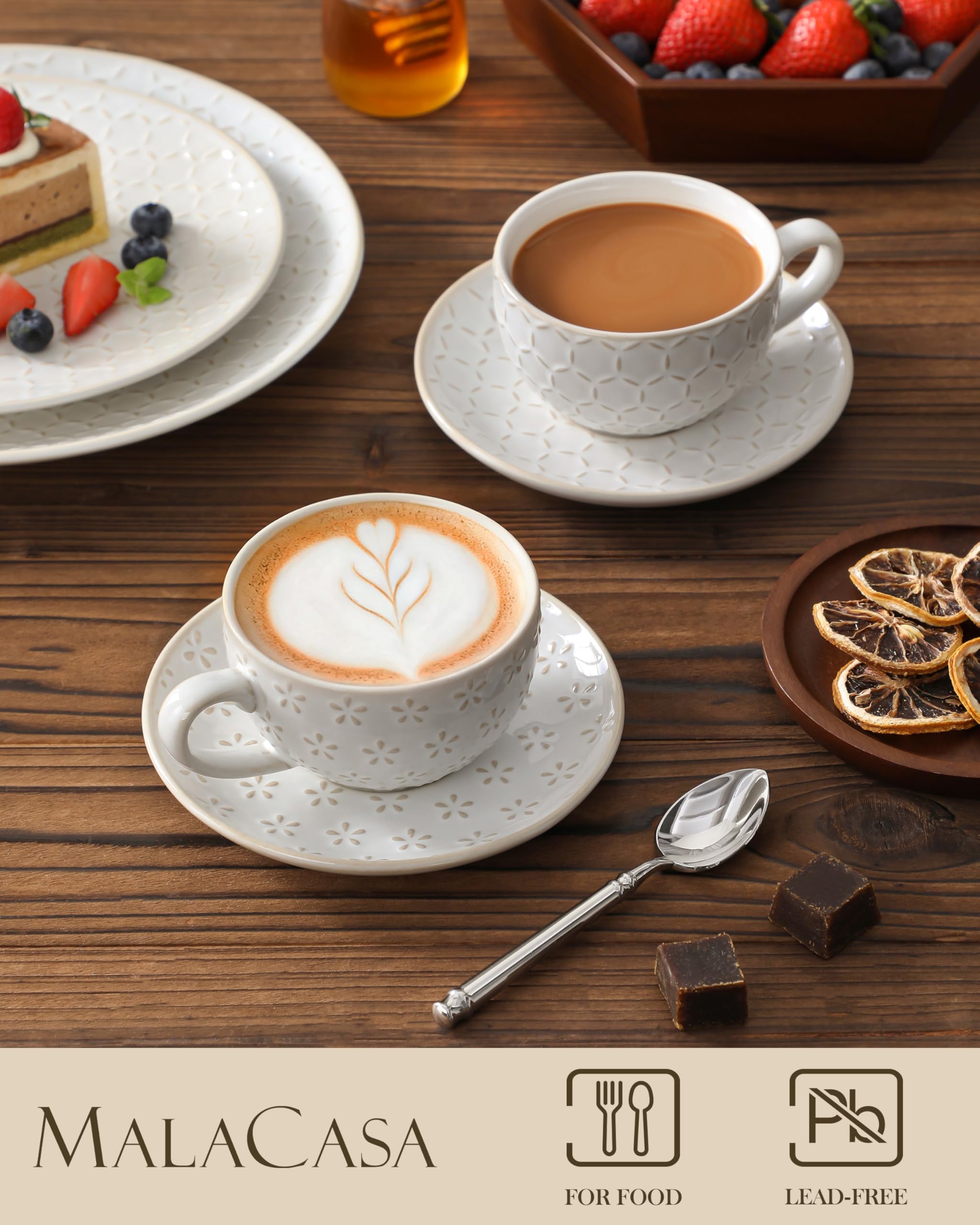 MALACASA embossed designs add rustic charm to each cup.