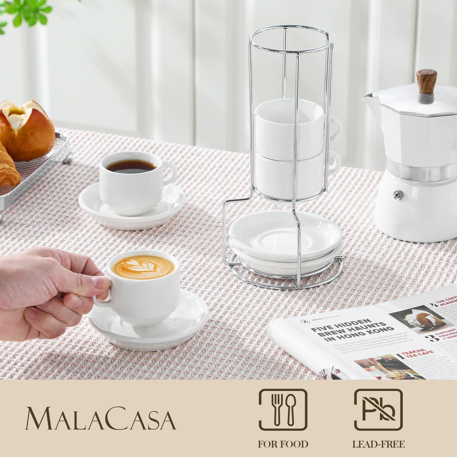 MALACASA 2.5oz porcelain cups ideal for rich, concentrated espressos