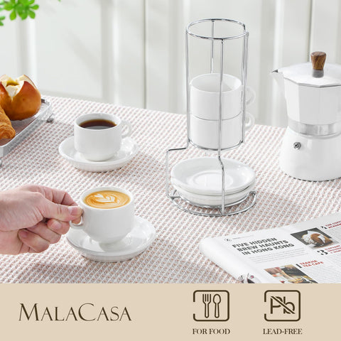 MALACASA 2.5oz porcelain cups ideal for rich, concentrated espressos