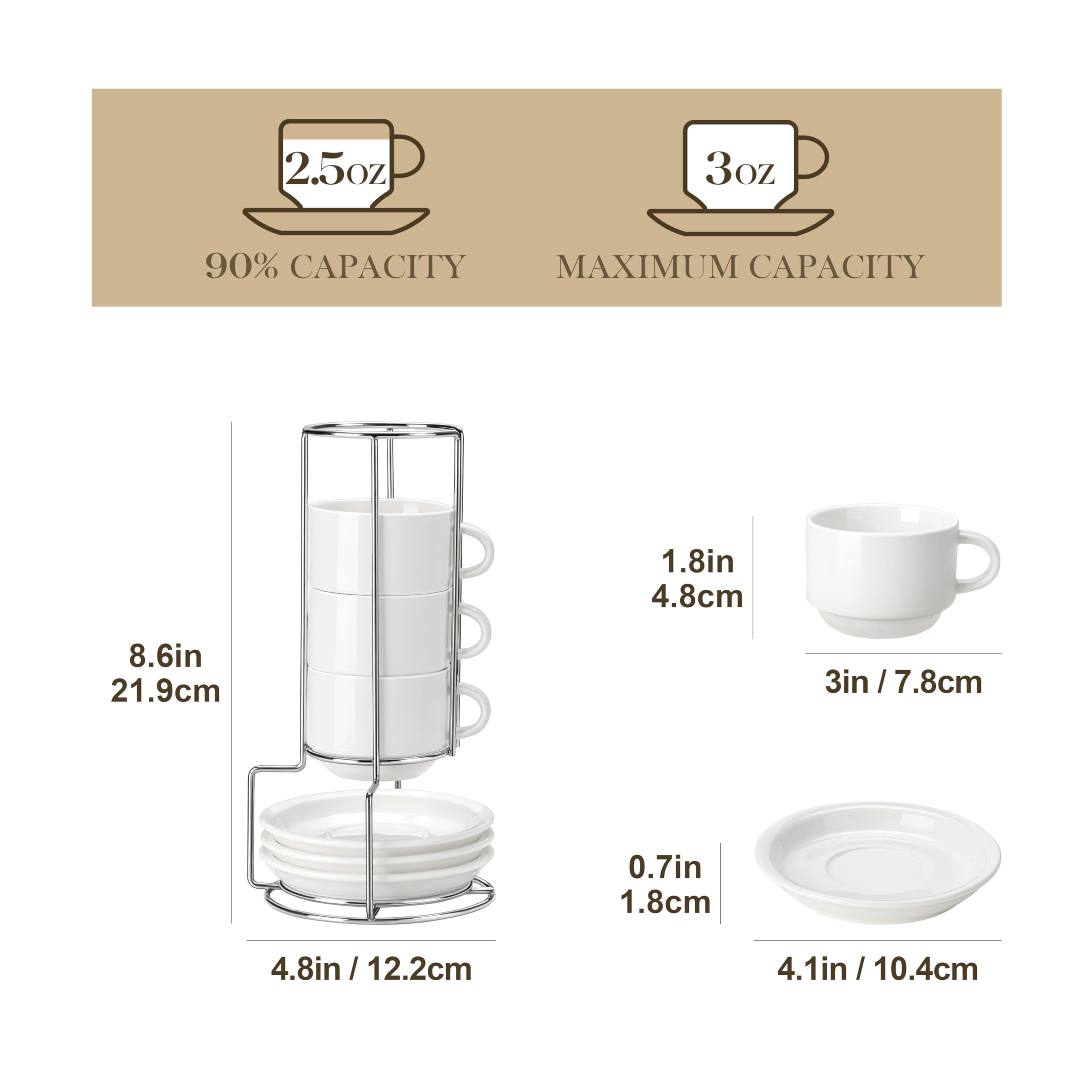 MALACASA stackable espresso cups save counter space in modern kitchens