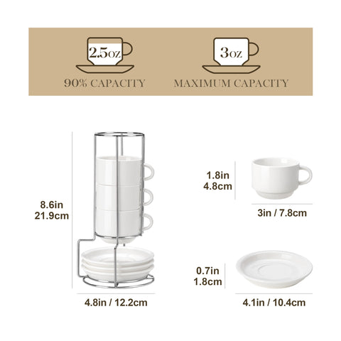 MALACASA stackable espresso cups save counter space in modern kitchens