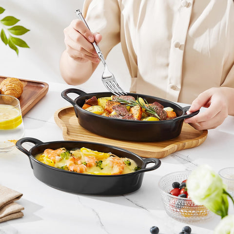 MALACASA even-baking ceramic dish delivers even browning.