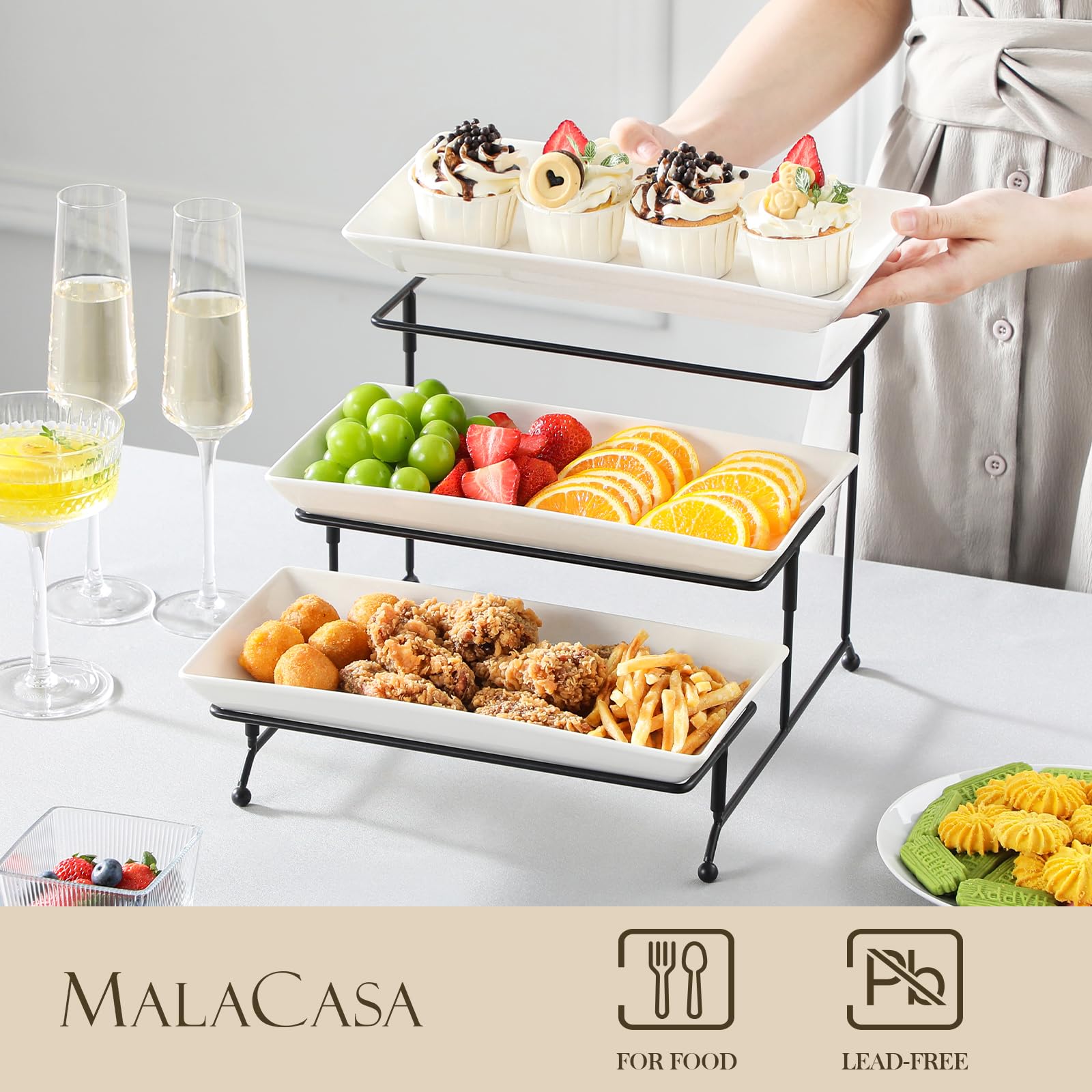 MALACASA fruit tray tiered stand highlighting fruit platter presentation.