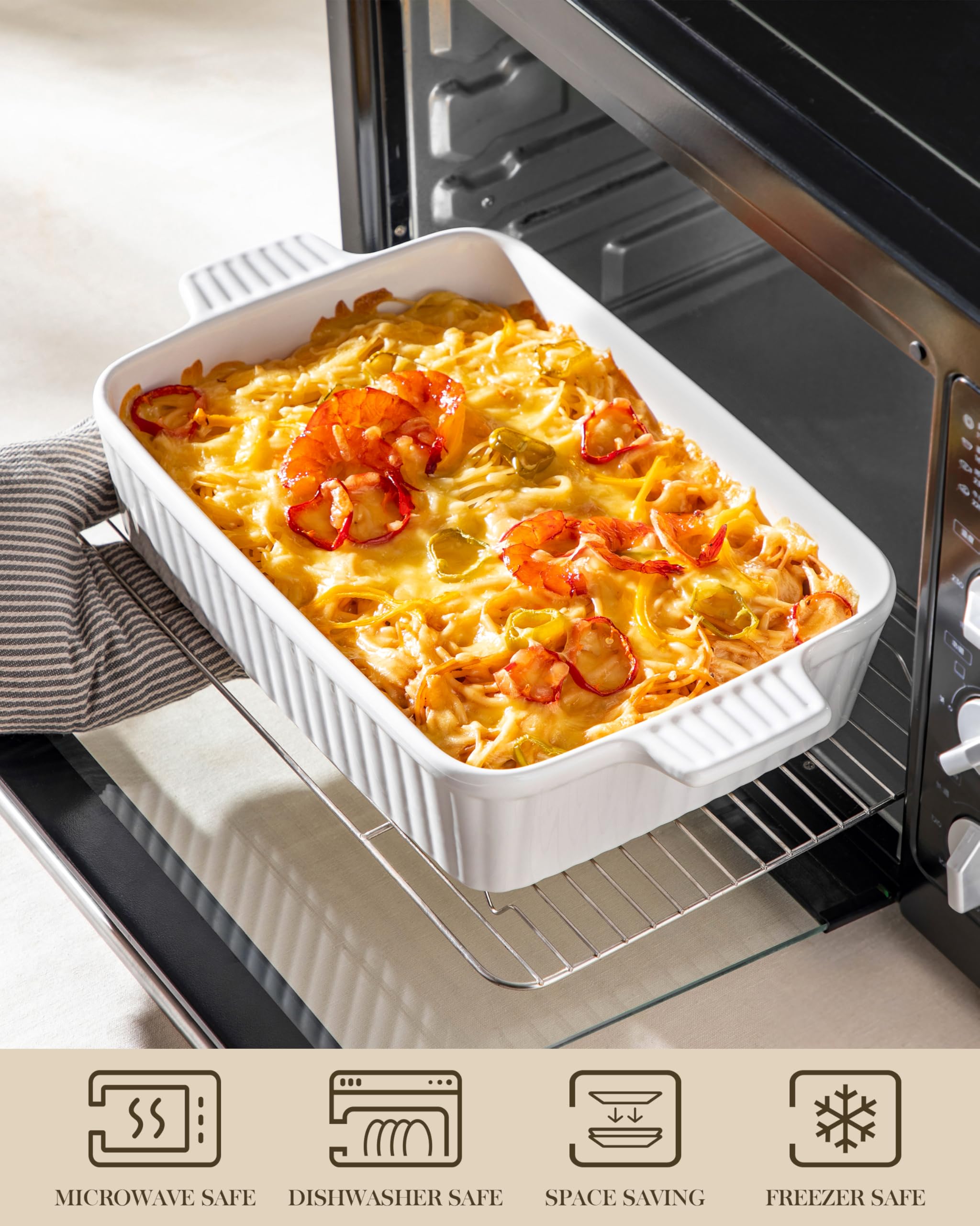 MALACASA glossy glazed ceramic surface resists stains and cleans easily.