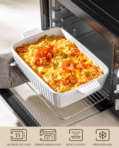 MALACASA glossy glazed ceramic surface resists stains and cleans easily.