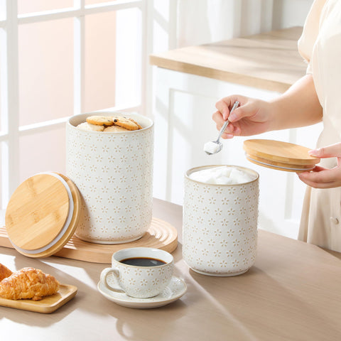 MALACASA canister set shown on a stylish counter for everyday storage