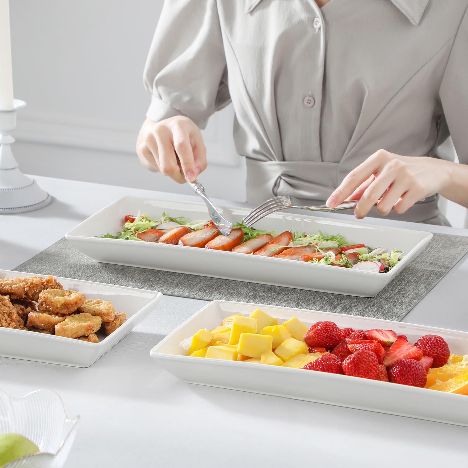 MALACASA kitchen organization tray white helps declutter countertops.