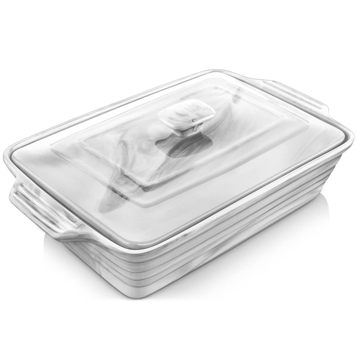 MALACASA large casserole dish with lid for family meals and easy serving