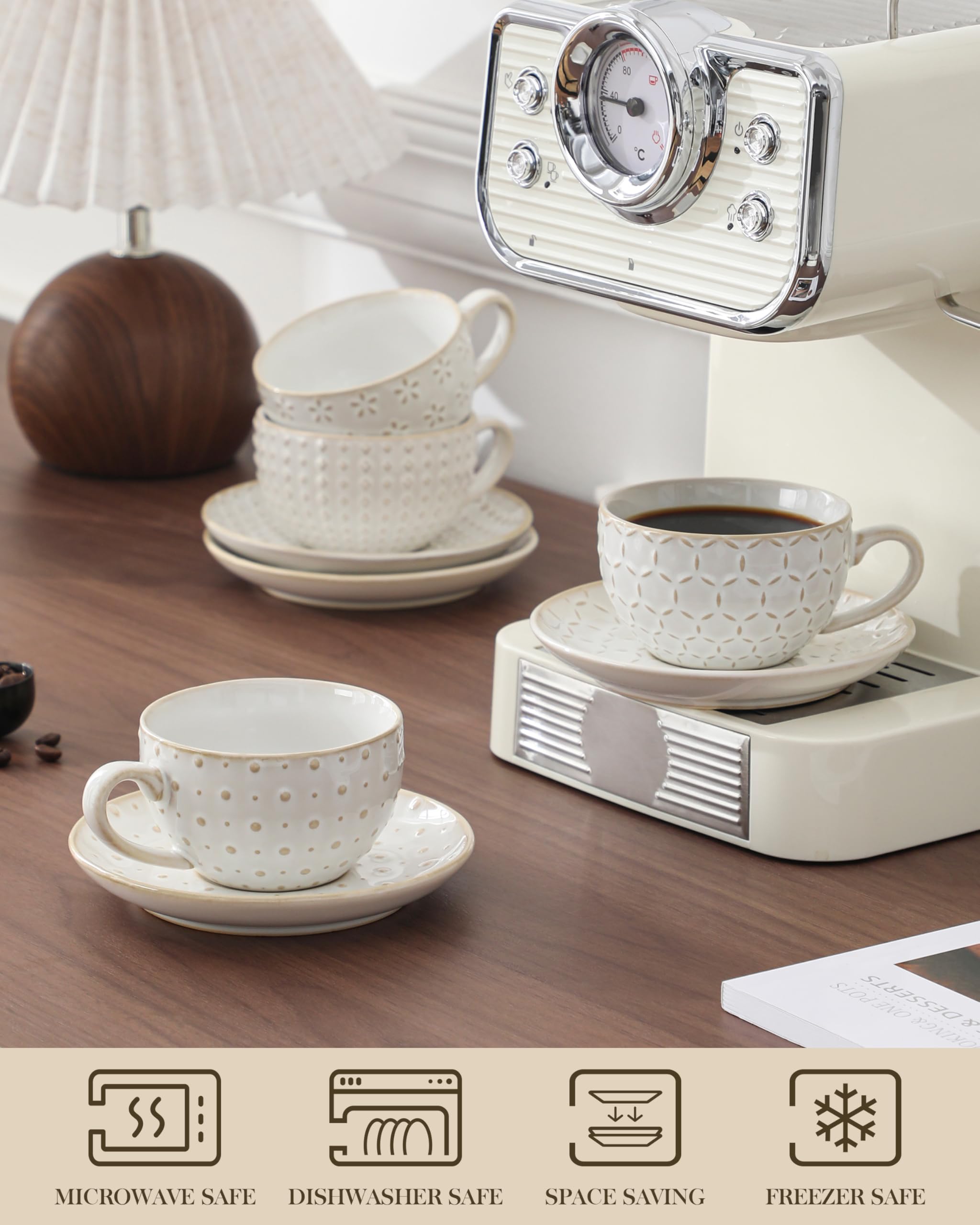 MALACASA latte-art friendly cup shape supports smooth foam work.
