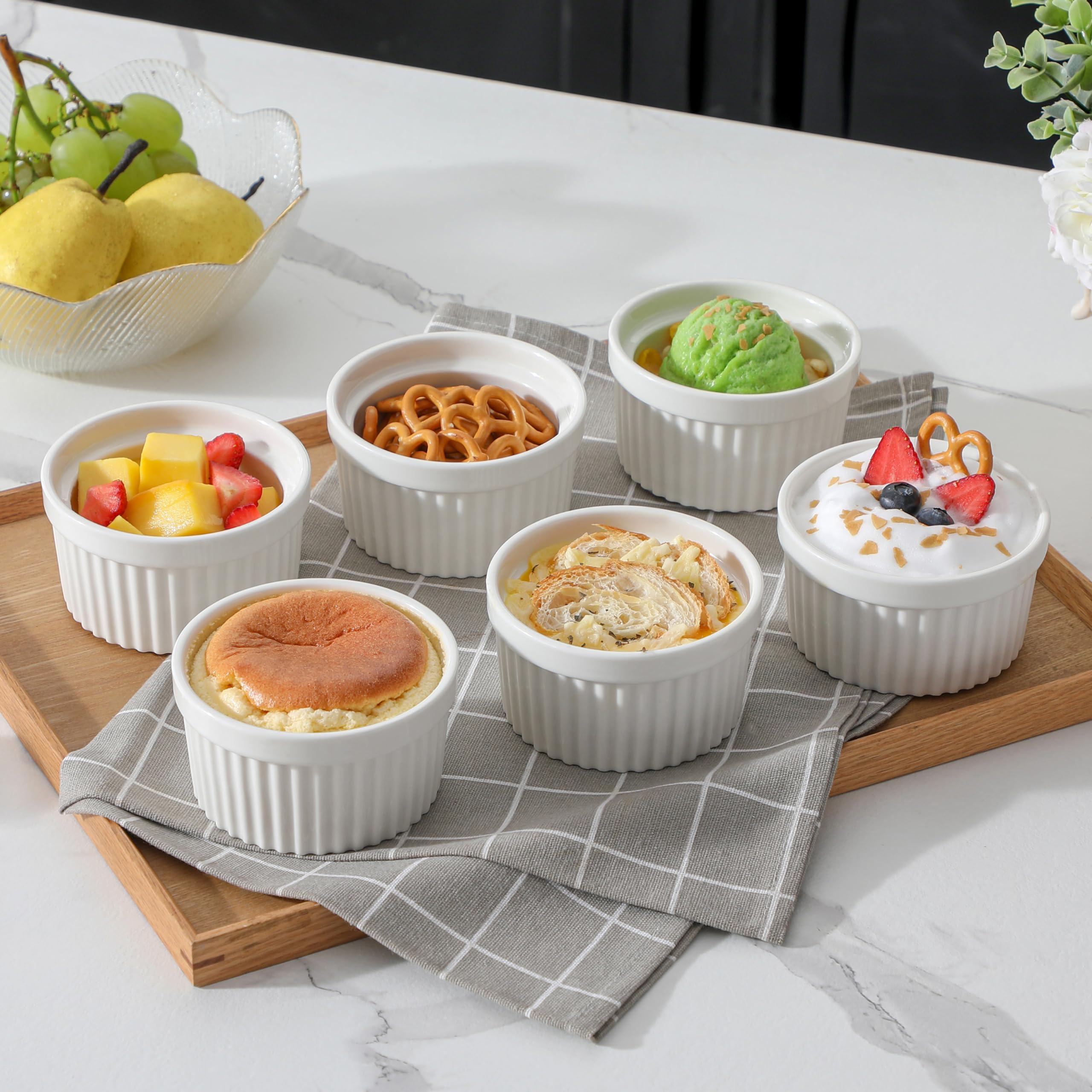 MALACASA lead-free porcelain ramekins provide safe, non-toxic baking bowls.