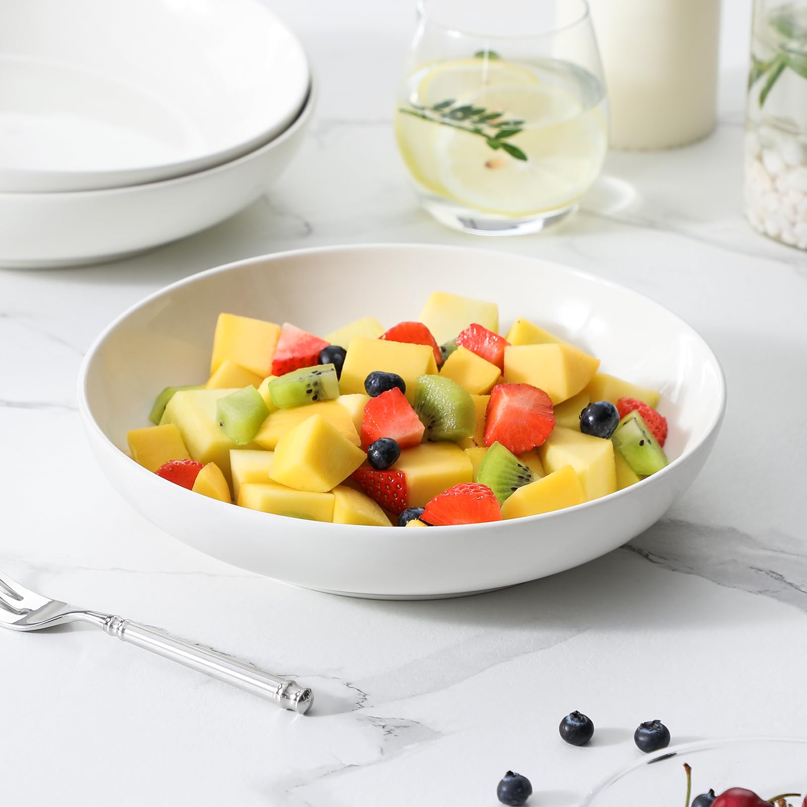 MALACASA lead-free and cadmium-free porcelain bowls with a durable, bright glaze.