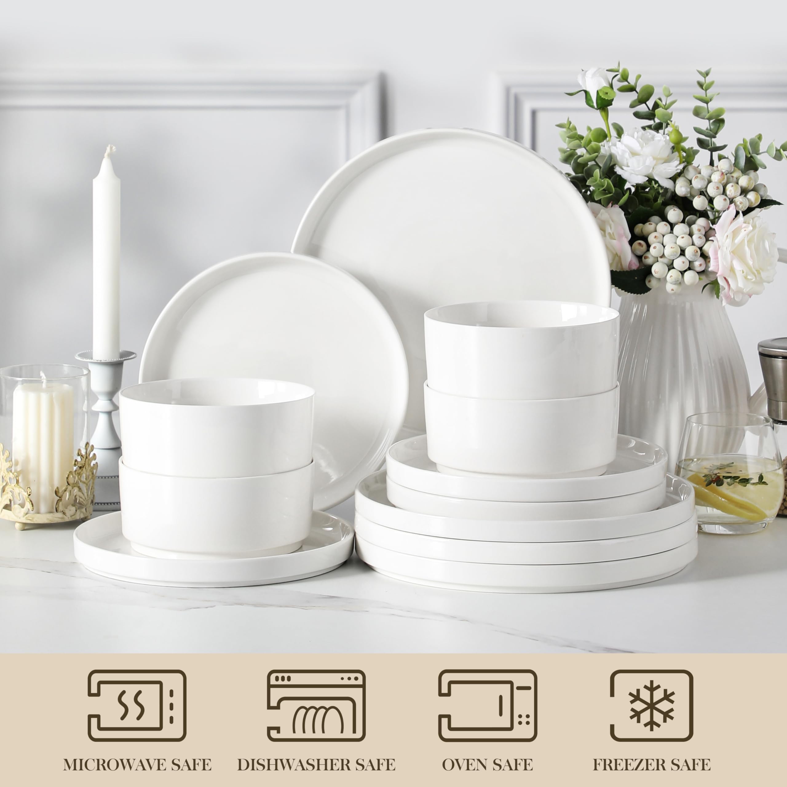 MALACASA LEAH 26 oz cereal bowls with generous portions
