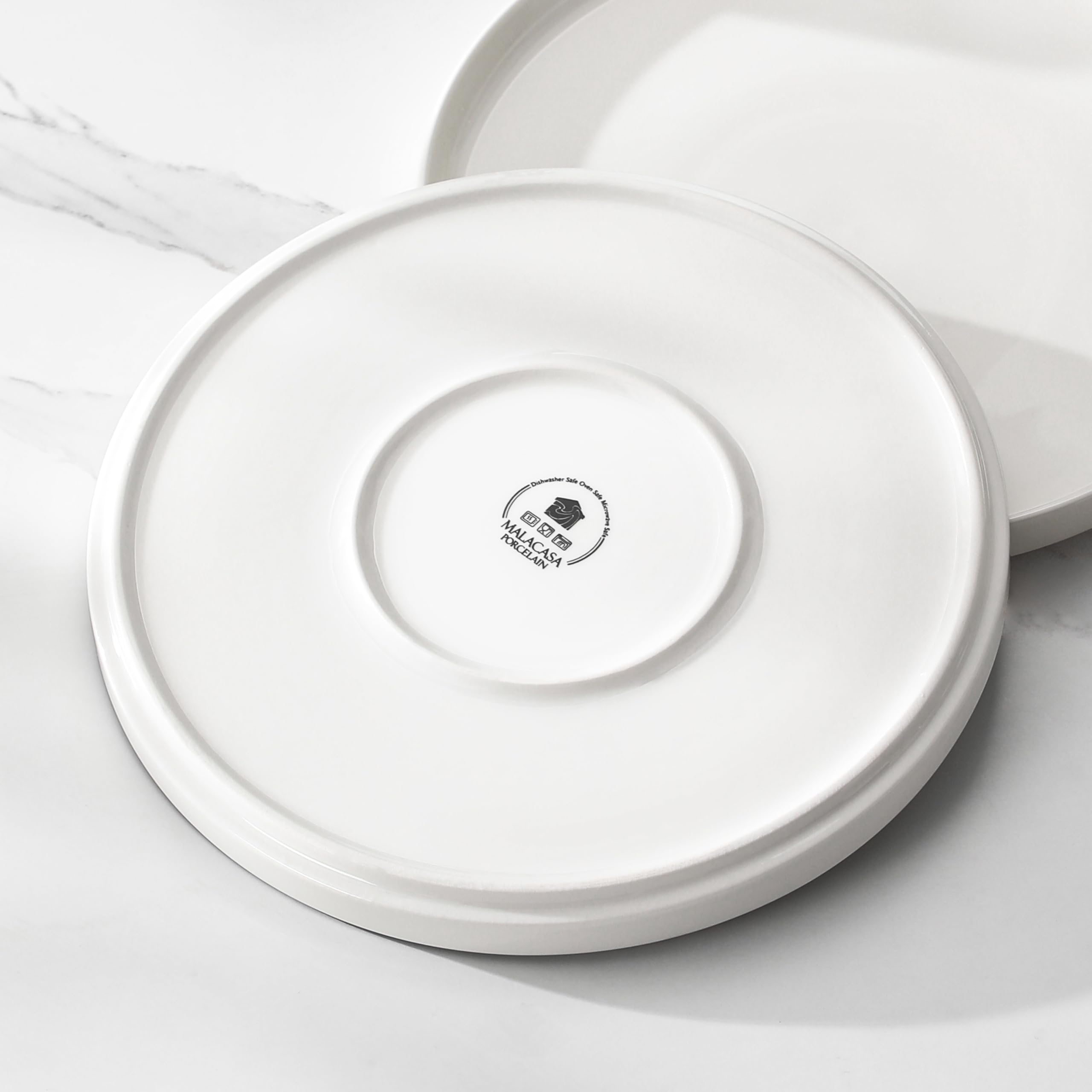 MALACASA Leah white modern dinnerware enhances any table setting.
