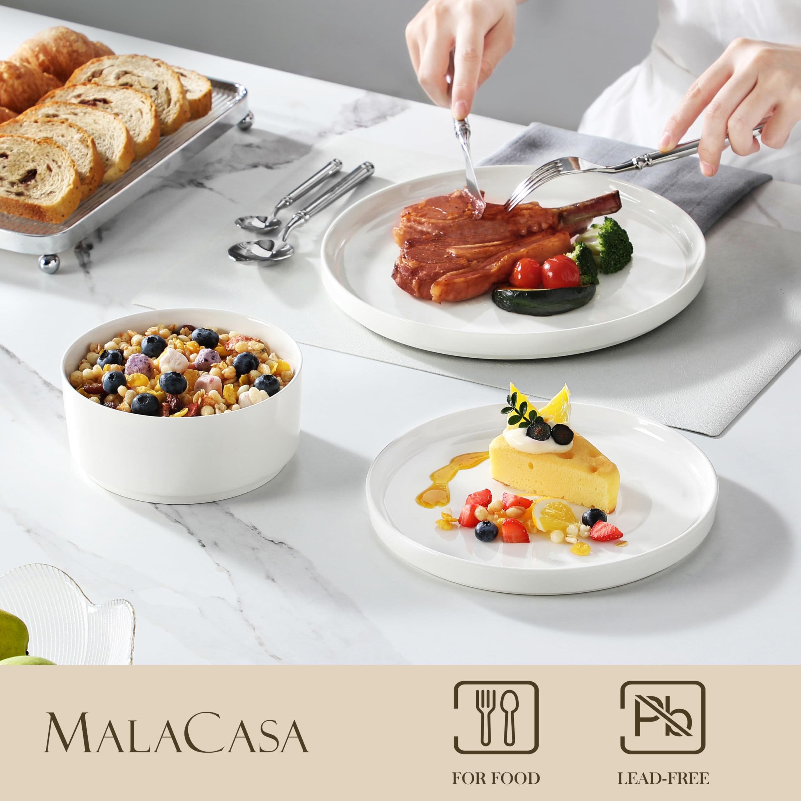 MALACASA LEAH salad plates arranged for fresh salads and meals