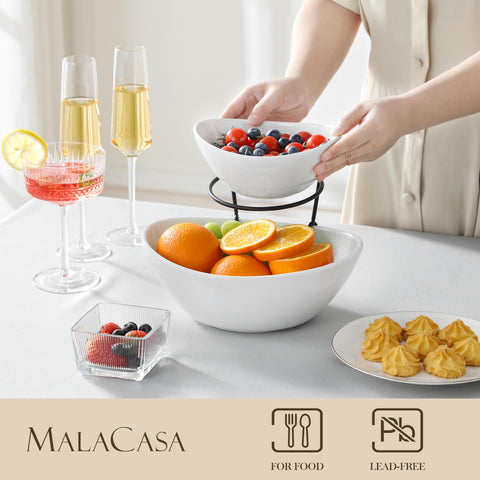 MALACASA lower bowl stores chips and snacks for quick refills.