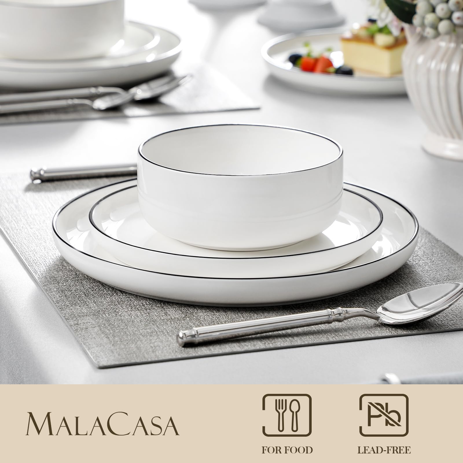 MALACASA LUNA 26 oz cereal bowls offer sturdy daily serving.