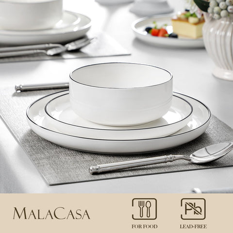 MALACASA LUNA 26 oz cereal bowls offer sturdy daily serving.