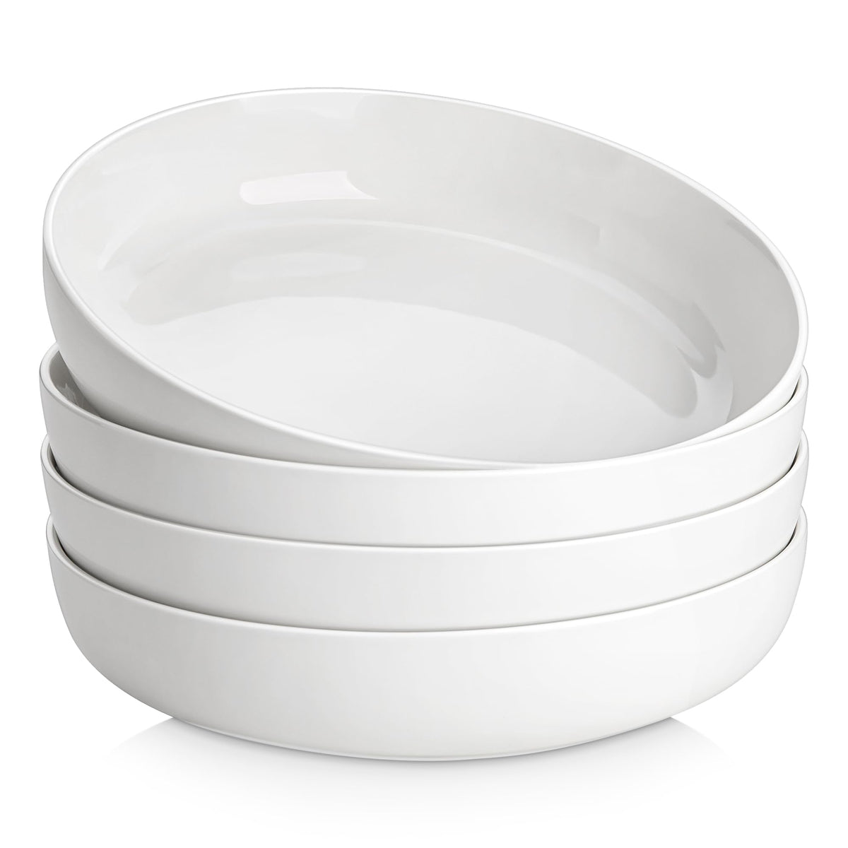 MALACASA LUNA 48oz pasta bowls in white porcelain, ideal for family meals
