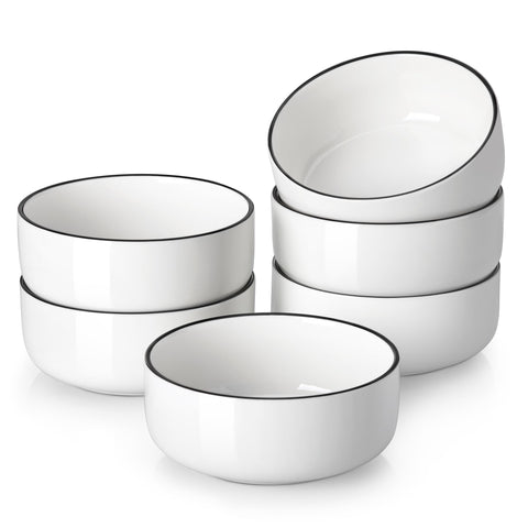 MALACASA LUNA six bowls set in ivory white porcelain for daily cereals