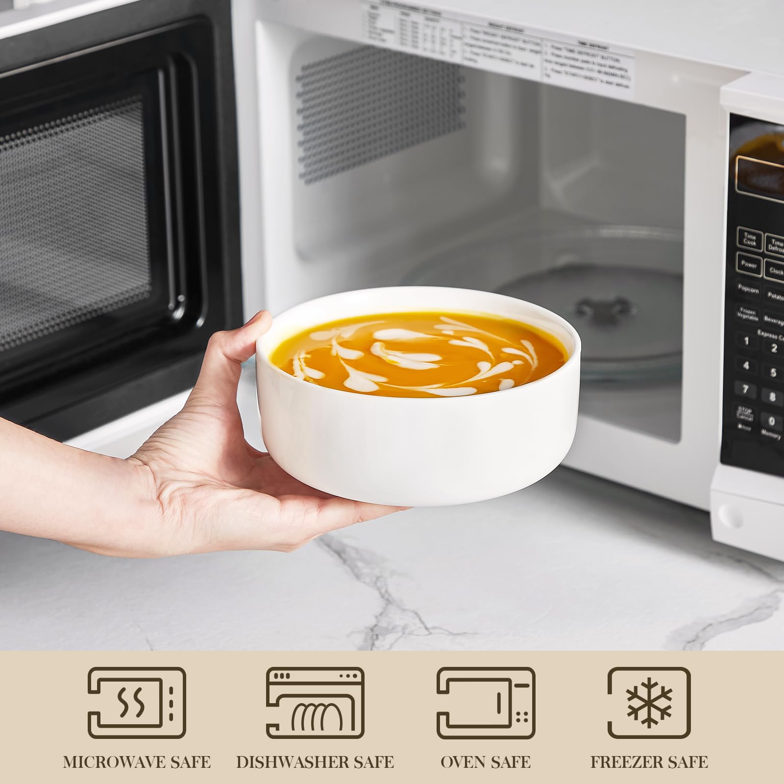 MALACASA LUNA bowls with GLIDECOAT glaze for easy cleaning and stain resistance.