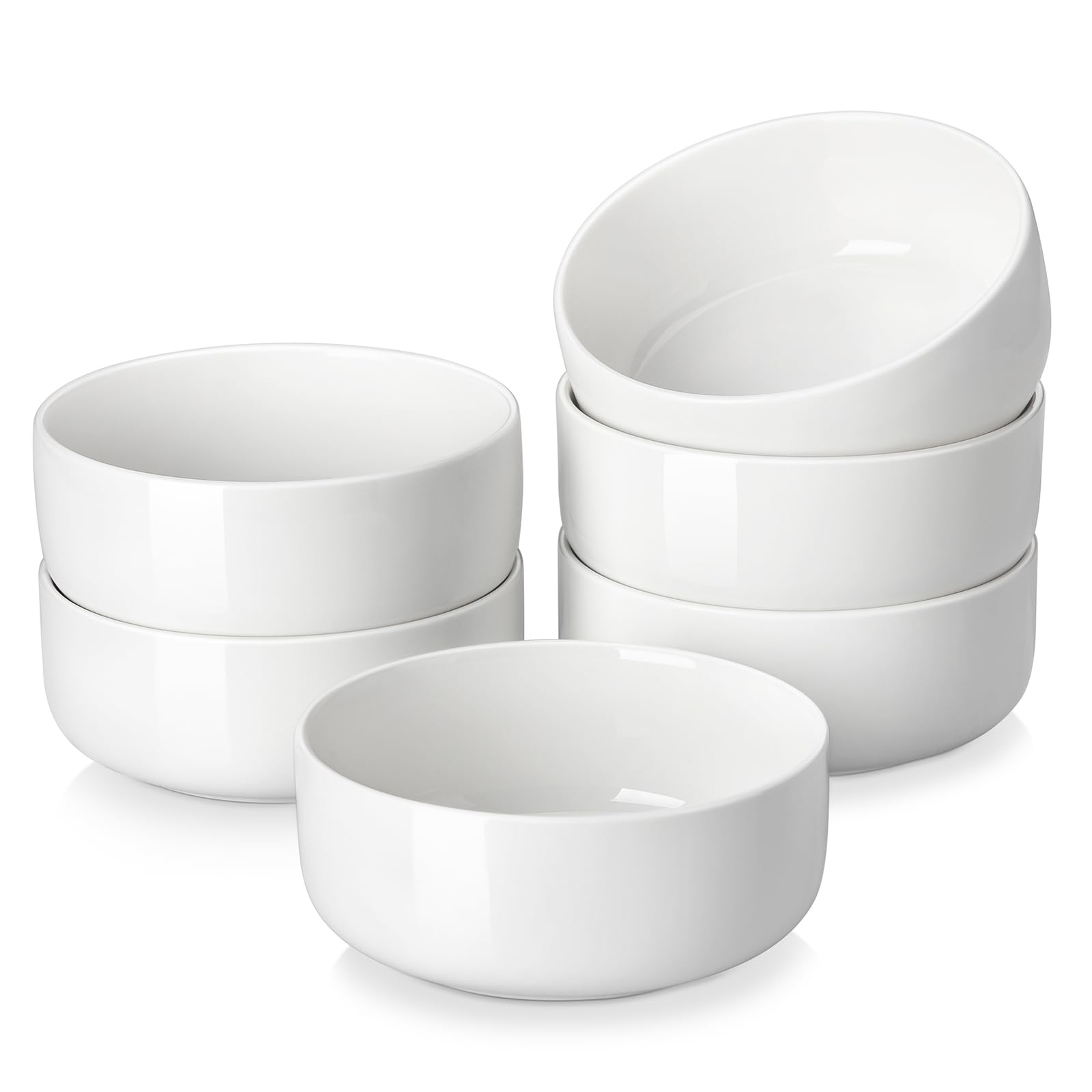MALACASA LUNA bowls set of six stacked for space-saving display and style.
