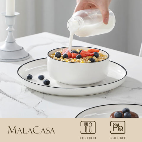 MALACASA Luna cereal bowls roomy 26 oz for soups, cereals, and desserts.