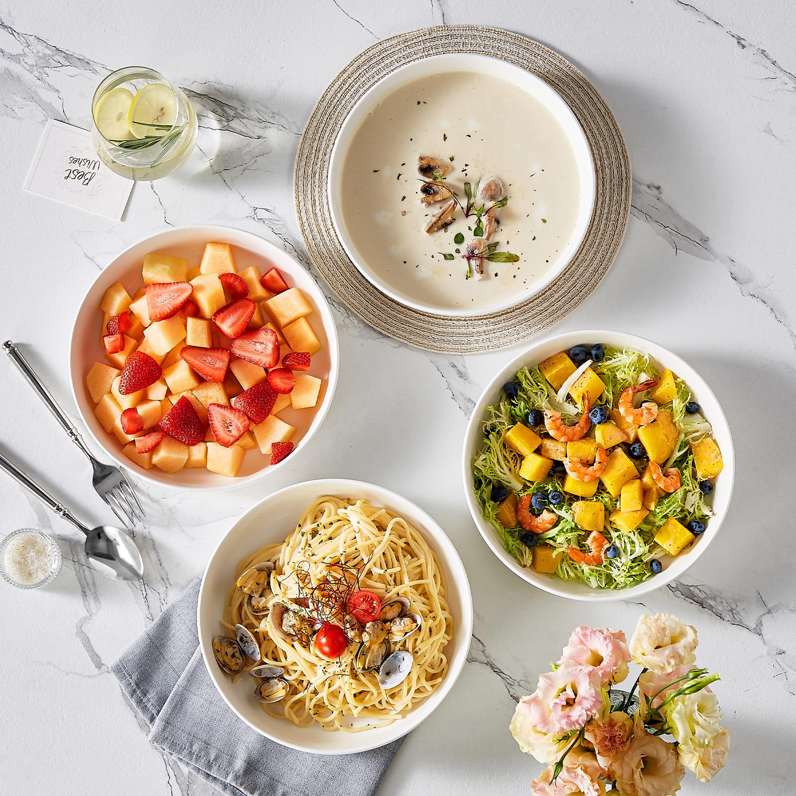 MALACASA LUNA stackable bowls save kitchen cabinet space