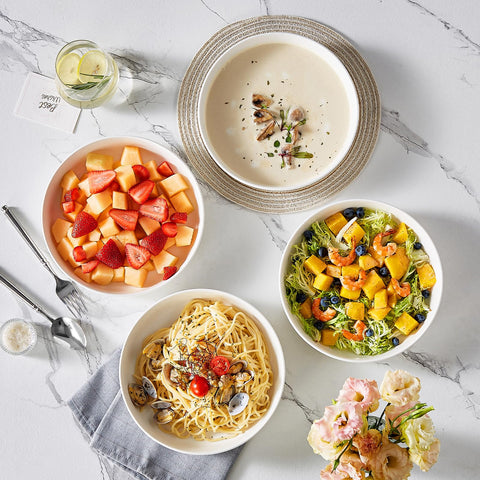 MALACASA LUNA stackable bowls save kitchen cabinet space