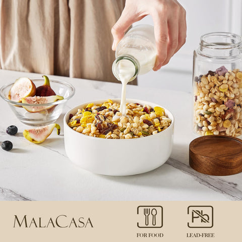 MALACASA LUNA porcelain ivory bowls with smooth glaze and timeless lines.