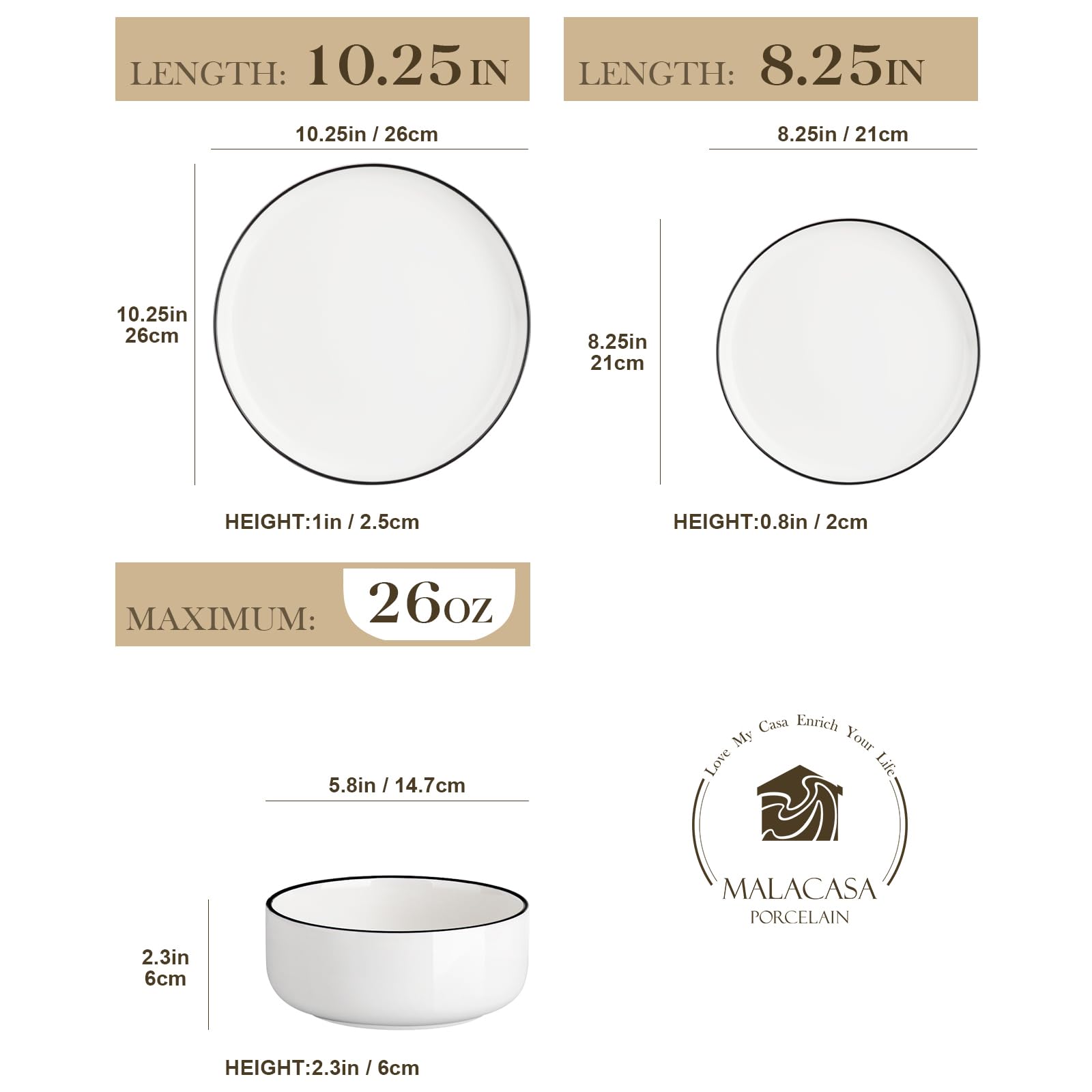 MALACASA Luna salad plates lightweight and stylish, perfect for fresh sides and salads.
