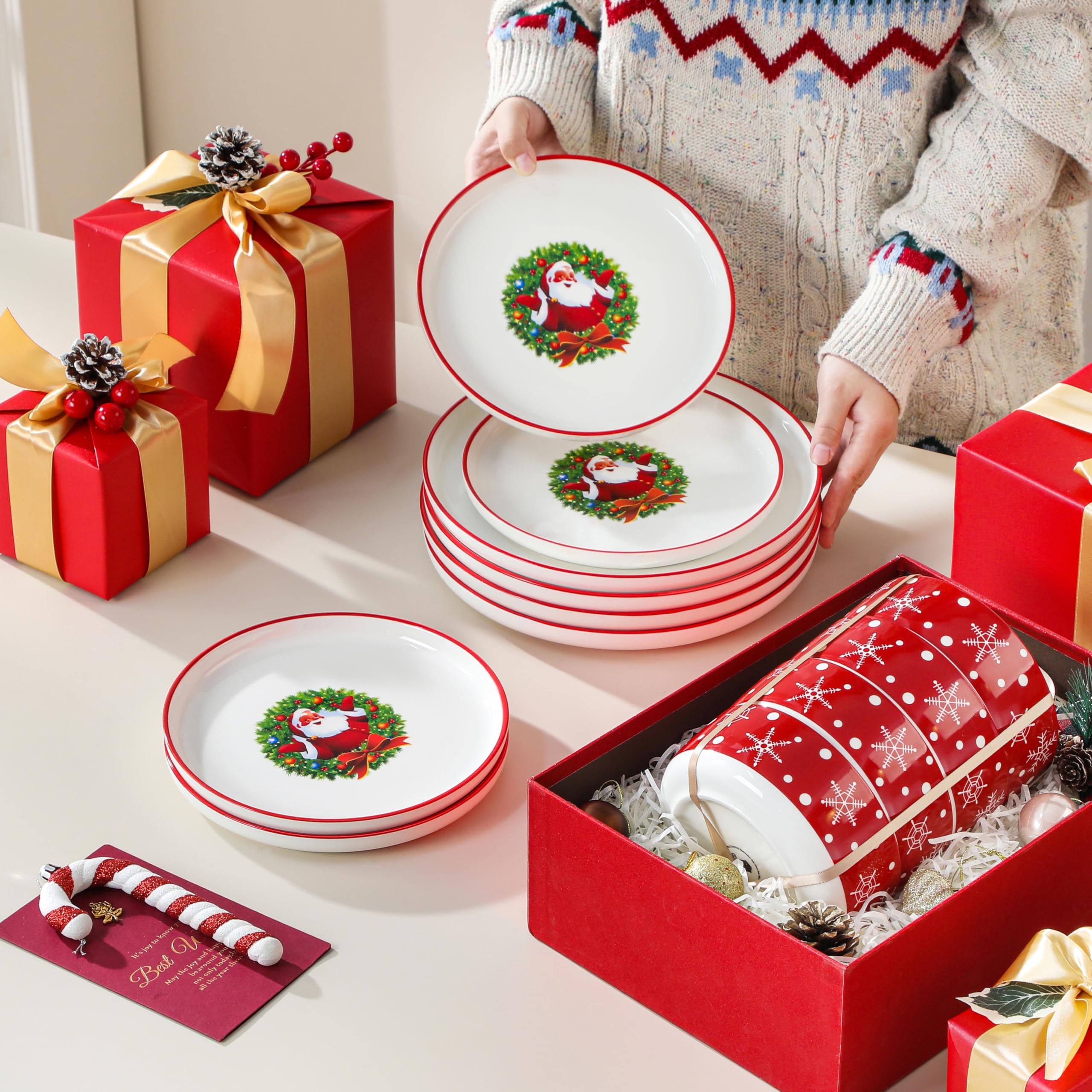 MALACASA Luna Santa safe-dishware indicates lead-free and dishwasher-safe pieces