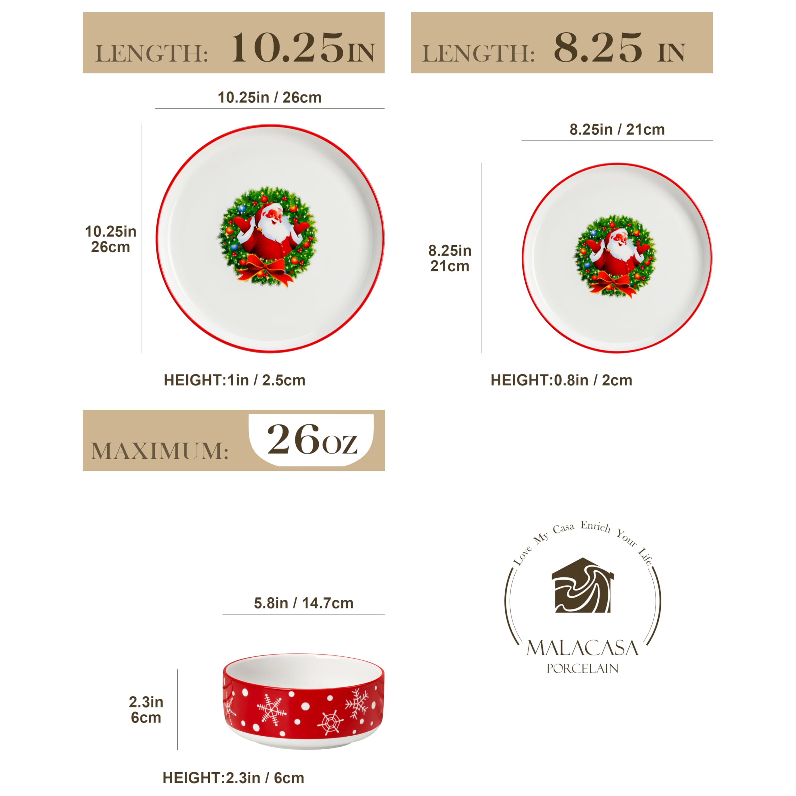 MALACASA Luna Santa salad plate showcases vibrant holiday design