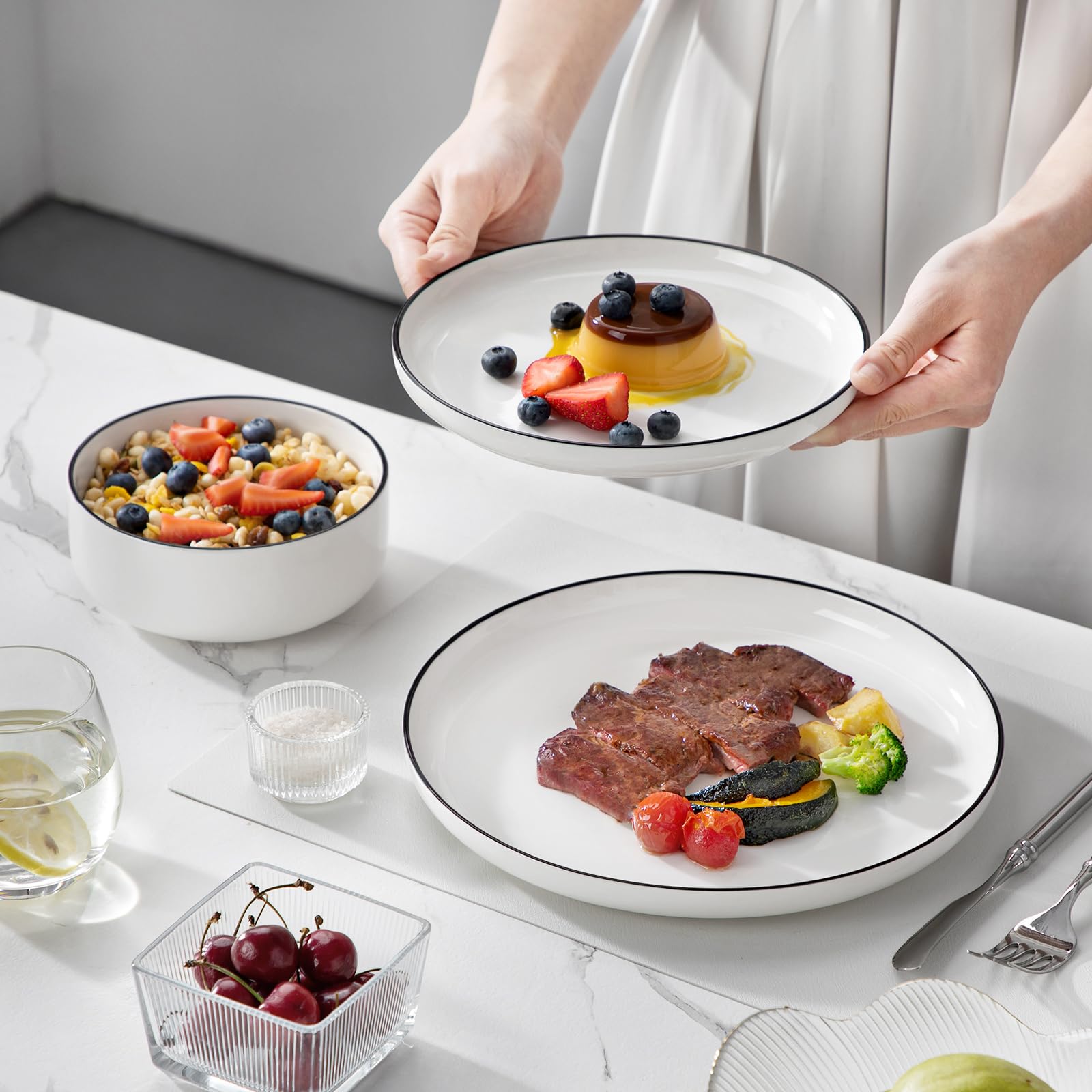 MALACASA Luna space-saving stackable design fits compact kitchens and cabinets.