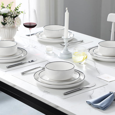 MALACASA Luna white porcelain with Glidecoat glaze keeps surfaces clean and stain-free.