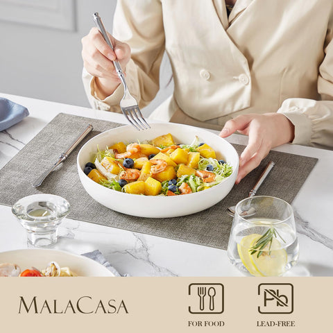 MALACASA LUNA wide shallow bowls for neat, spill-free servings