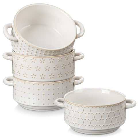 MALACASA Lydia 20oz bowl with dot embossing, perfect for hot soups.