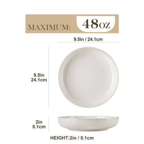 MALACASA LYDIA 48 oz capacity bowls for hearty pasta servings