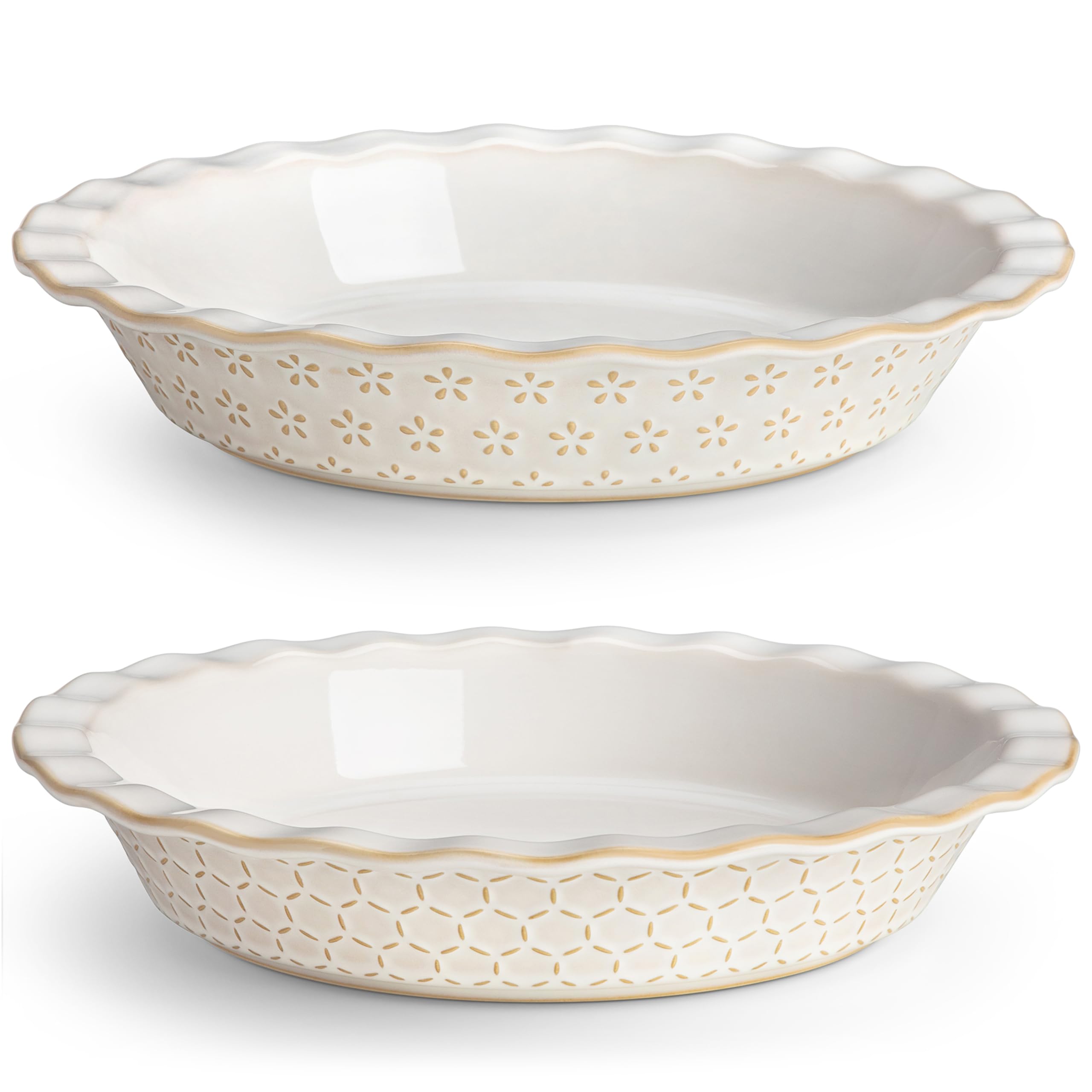 MALACASA Lydia 9-inch embossed deep-dish pie pan for even baking.