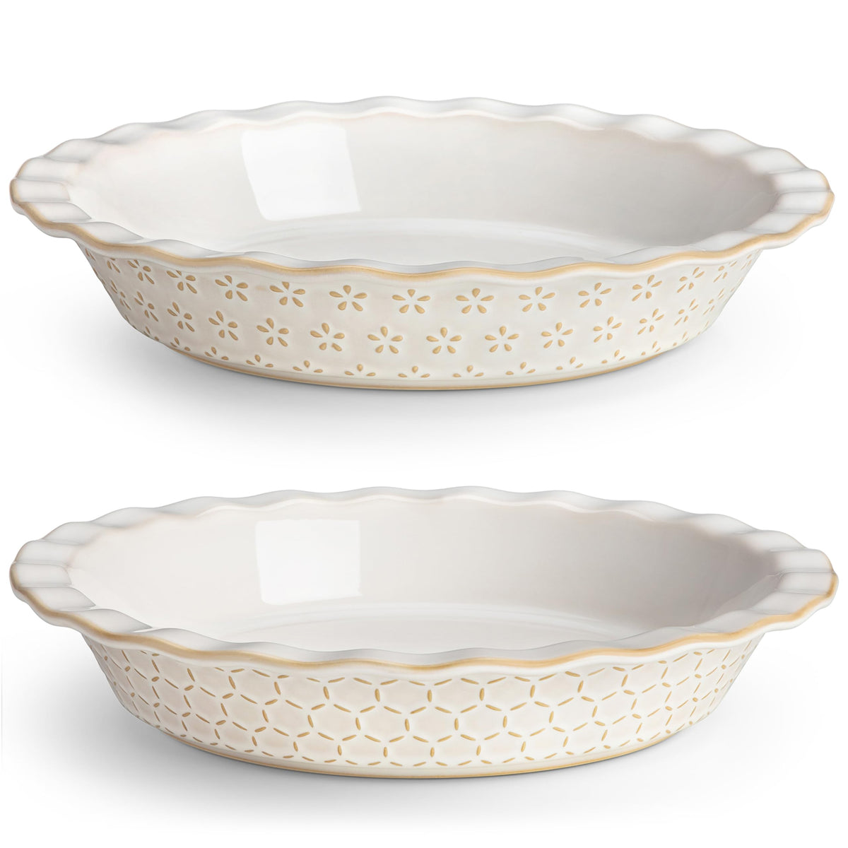 MALACASA Lydia 9-inch embossed deep-dish pie pan for even baking.