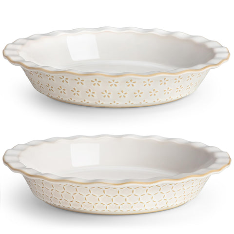 MALACASA Lydia 9-inch embossed deep-dish pie pan for even baking.