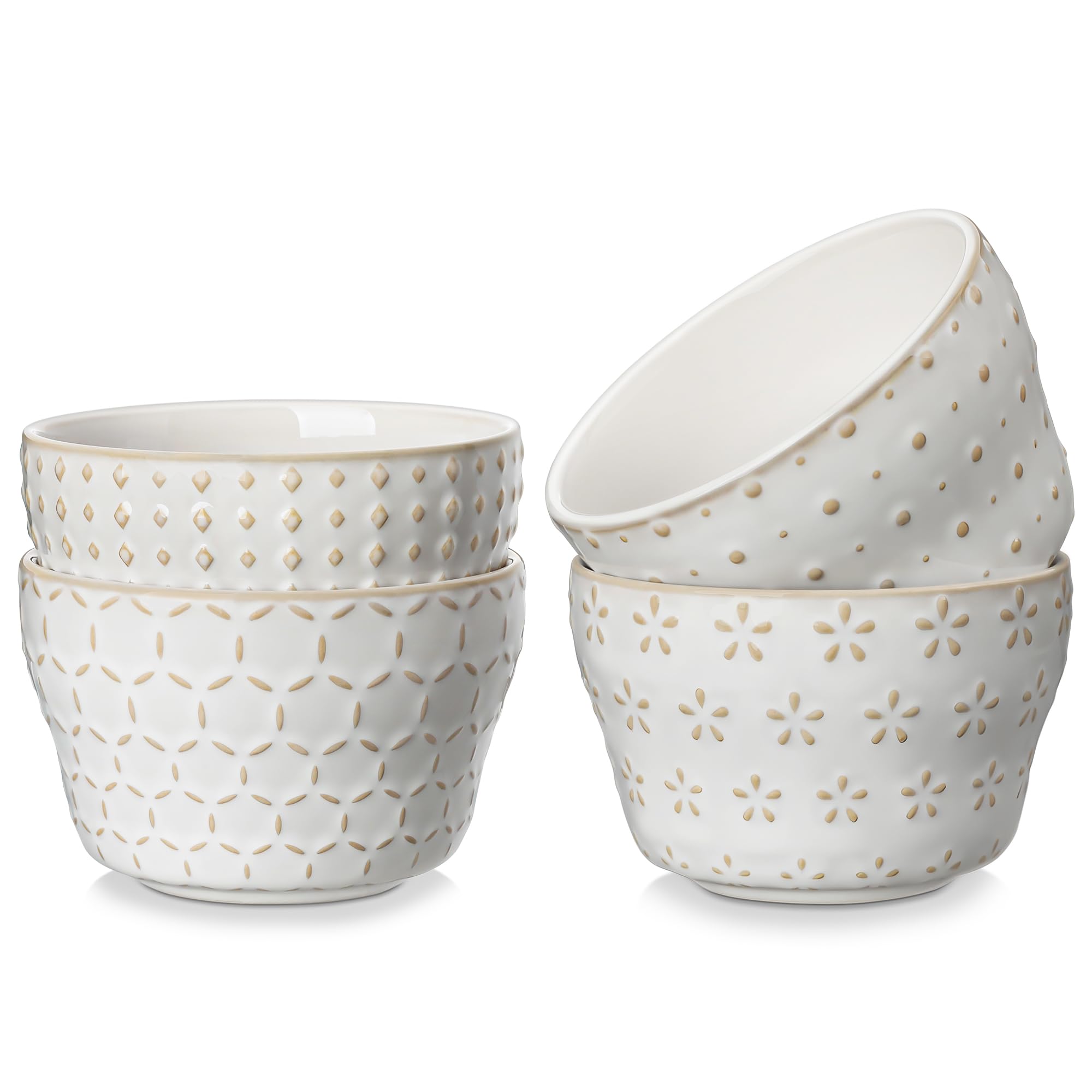 MALACASA Lydia Arctic White 8oz dessert bowl for elegant servings and easy portion control.