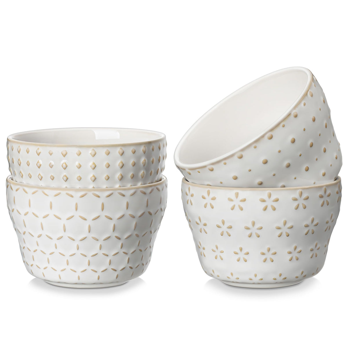 MALACASA Lydia Arctic White 8oz dessert bowl for elegant servings and easy portion control.