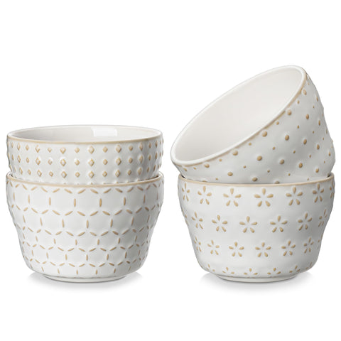 MALACASA Lydia Arctic White 8oz dessert bowl for elegant servings and easy portion control.