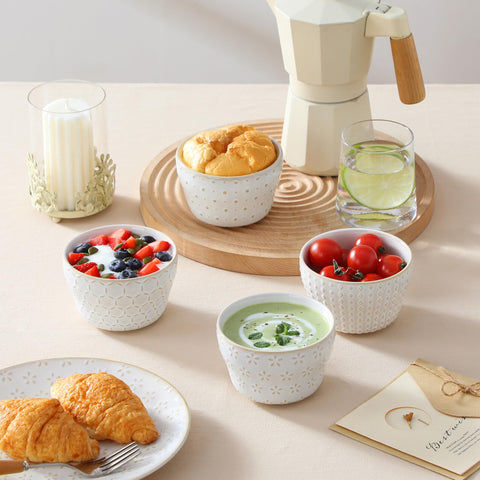 MALACASA Lydia ceramic bowls elevate everyday meals with clean lines and practical 8oz capacity.