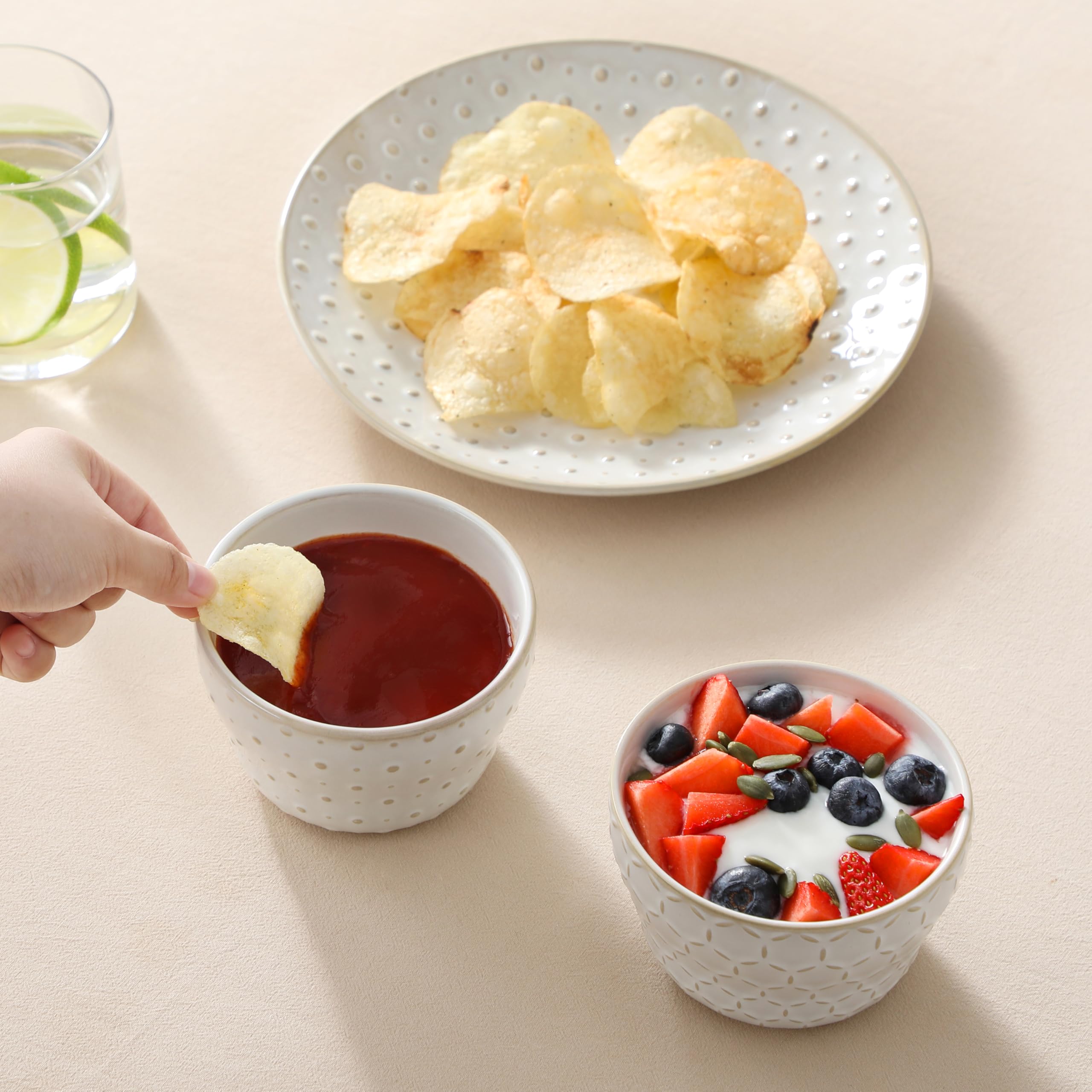 MALACASA Lydia dipping sauce bowl keeps condiments neatly organized at meals.